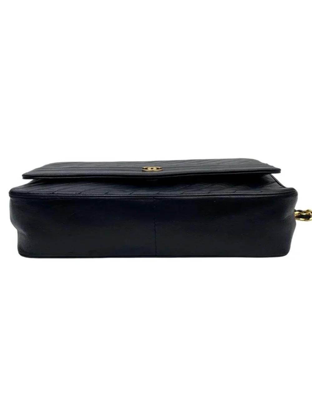 Chanel Lambskin Diagonal Stitch Chain Shoulder Bag CC Logo